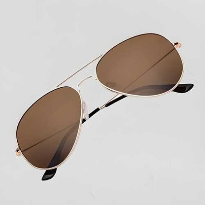 Unisex Brown Golden Aviator Sunglass